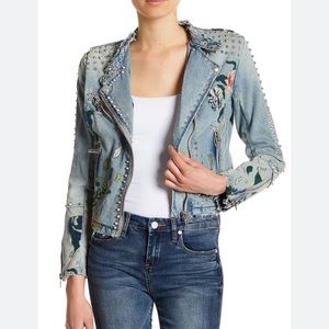 Blank NYC studded and embroidered denim jacket